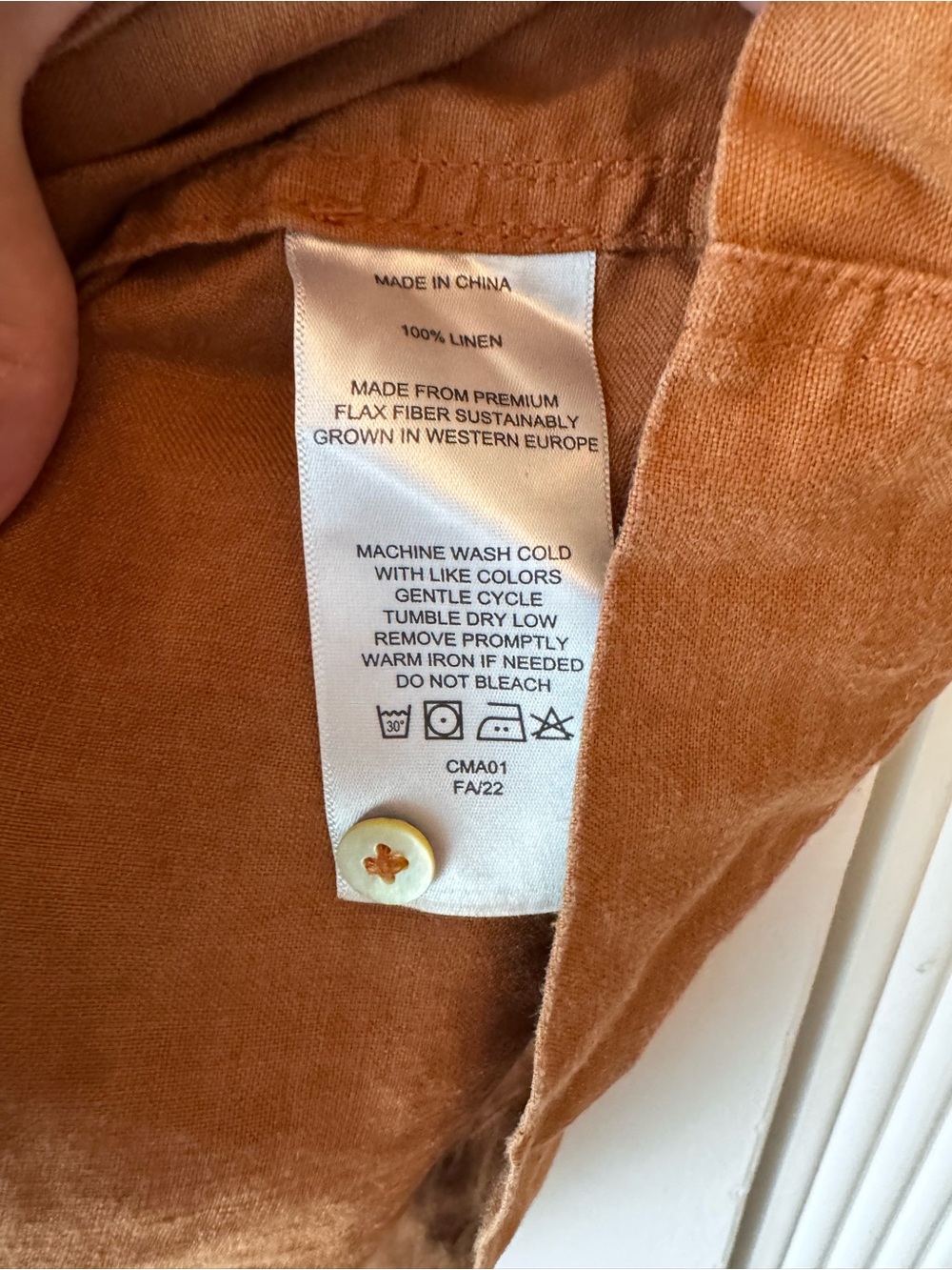 Quince 100% European Linen Short Sleeve Swing Dress - Terracotta - Picture 3 of 4